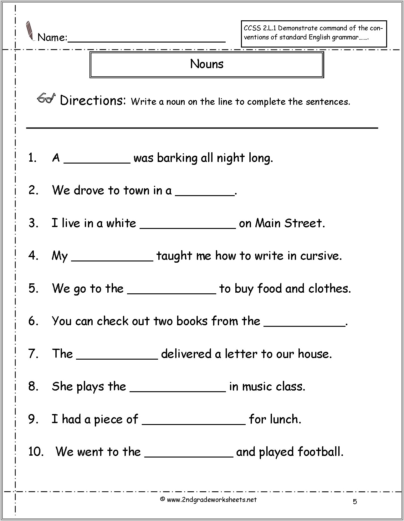 Free Worksheet On Pronouns For Grade 2