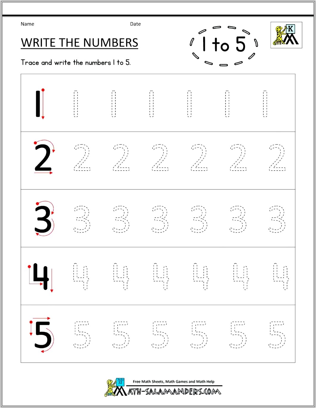 Free Writing Numbers Worksheets Kindergarten