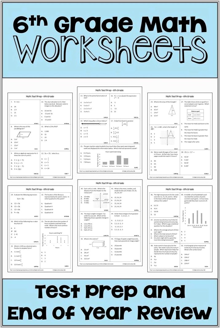 Fun Math Activity Worksheets For 6th Grade
