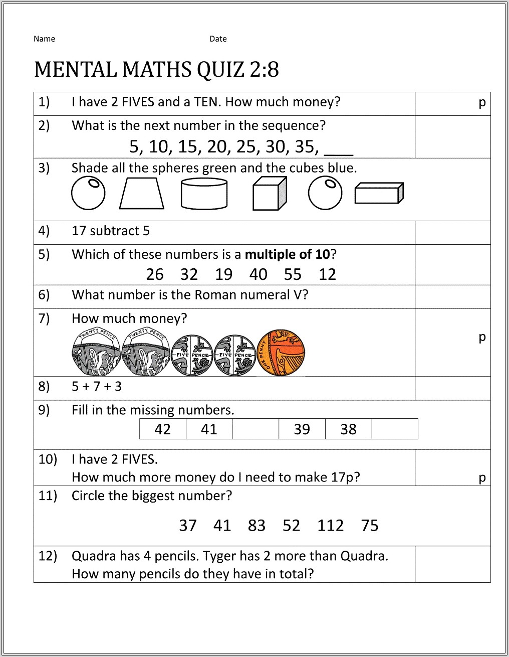 Fun Math Activity Worksheets For Second Grade