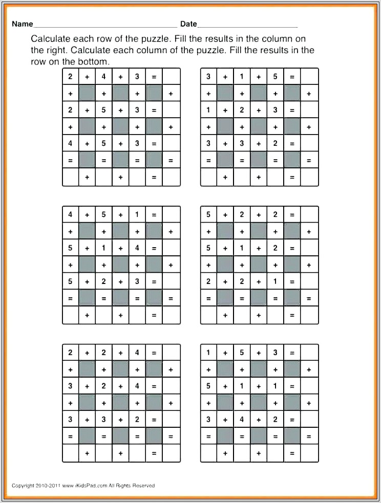 Fun Math Game Worksheets For Middle School