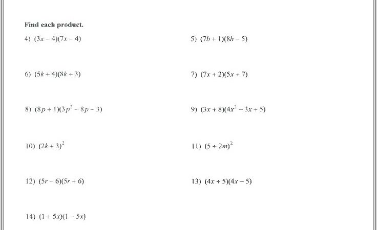 Fun Math Worksheet Algebra 1