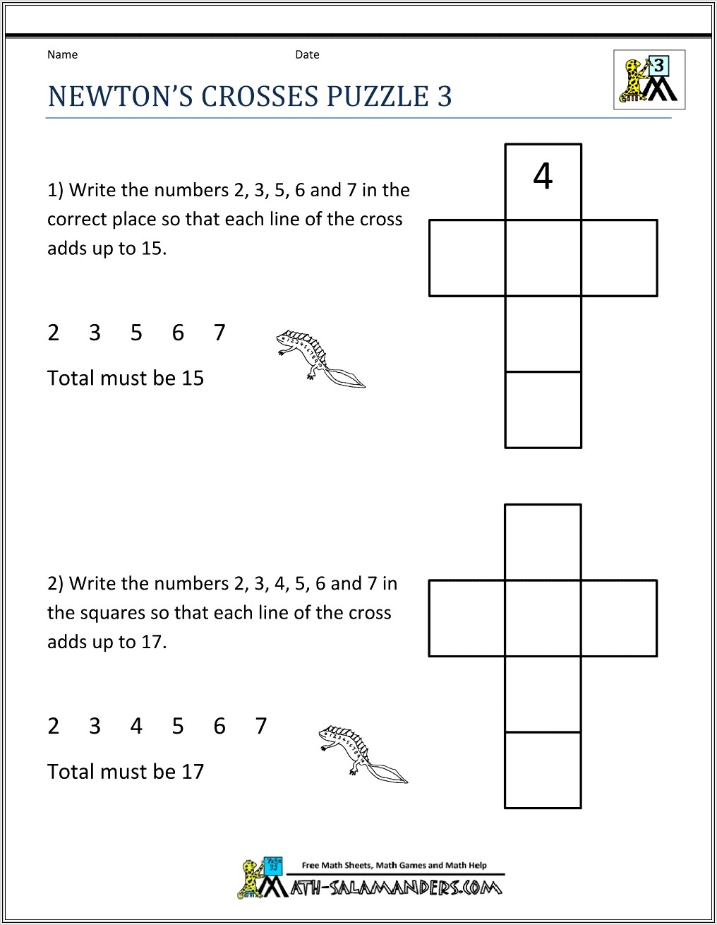 Fun Math Worksheet Puzzles