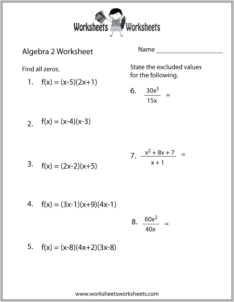 Fun Math Worksheets Algebra 2