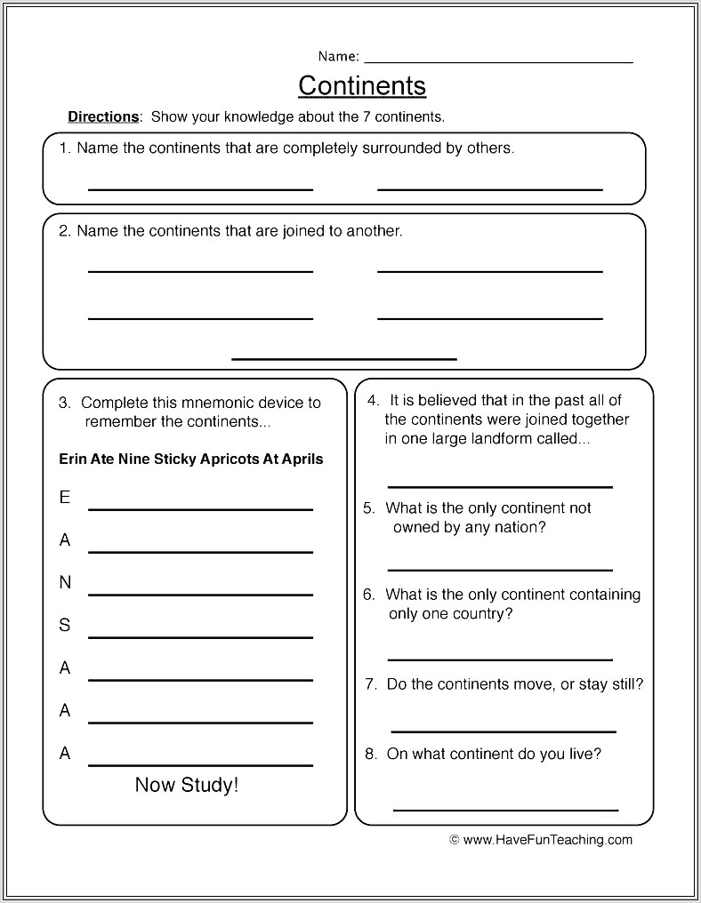 Geography Worksheets For Grade 5 South Africa