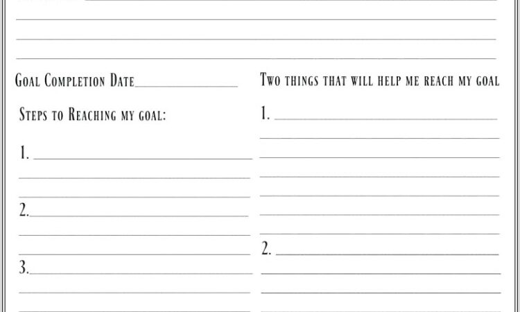 Goal Setting And Action Plan Worksheet