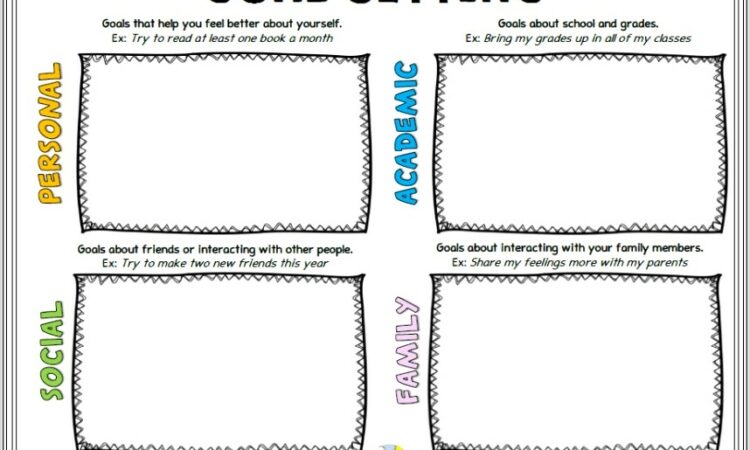 Goal Setting Worksheet Counseling