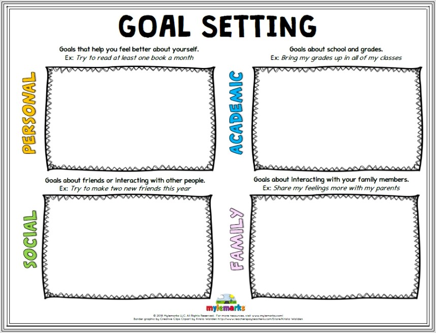 Goal Setting Worksheet Counseling
