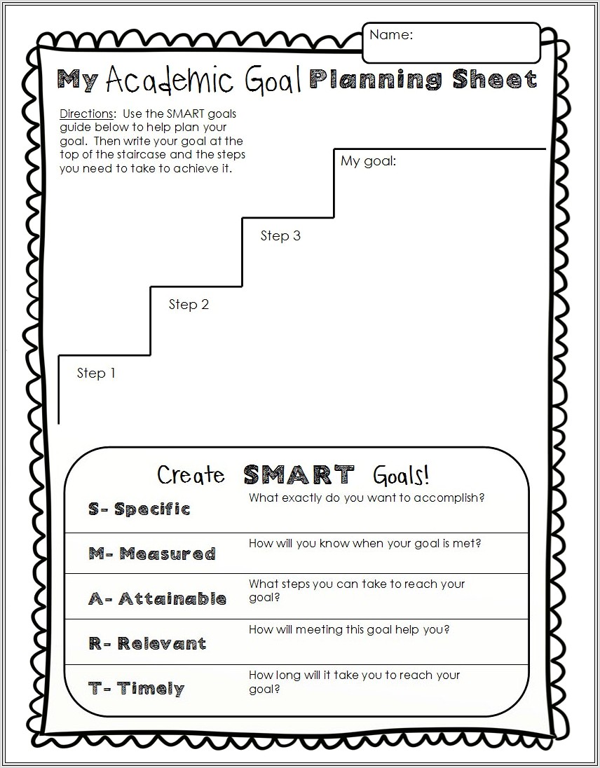Goal Setting Worksheet Example