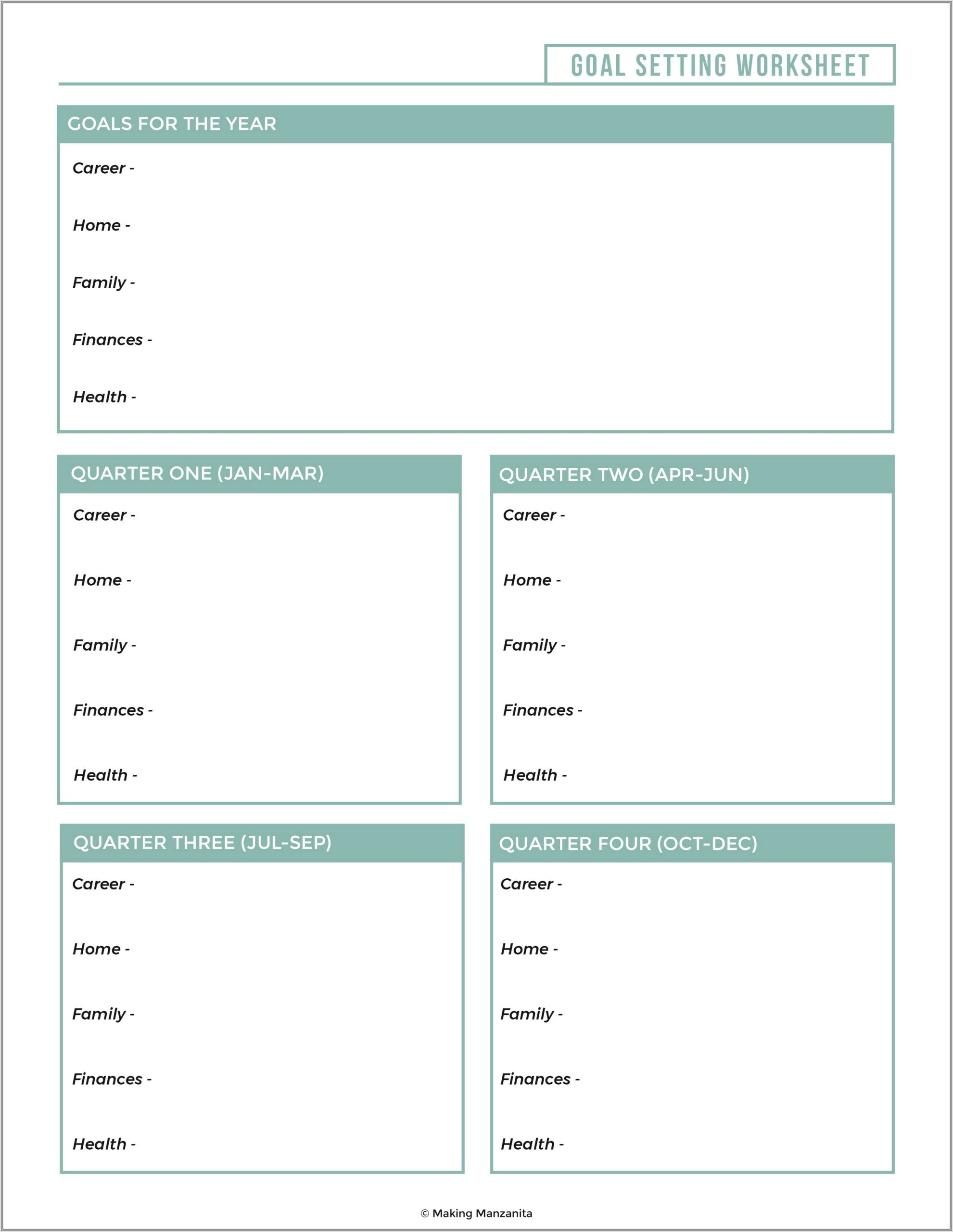 Goal Setting Worksheet For College Students