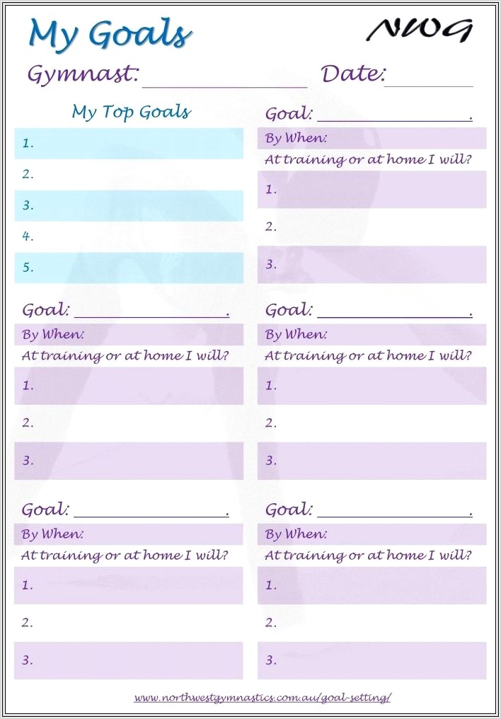 Goal Setting Worksheet For Gymnastics