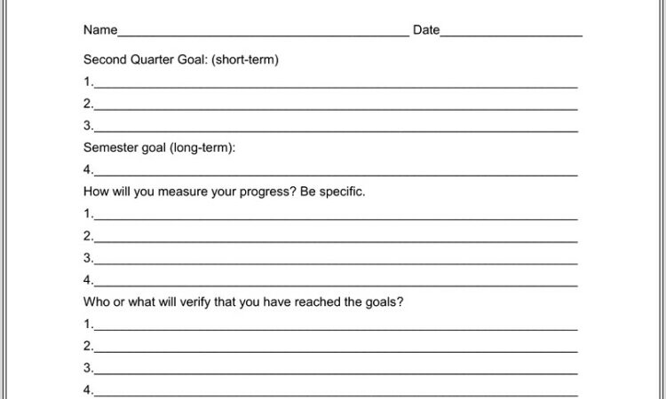 Goal Setting Worksheet Grade 3