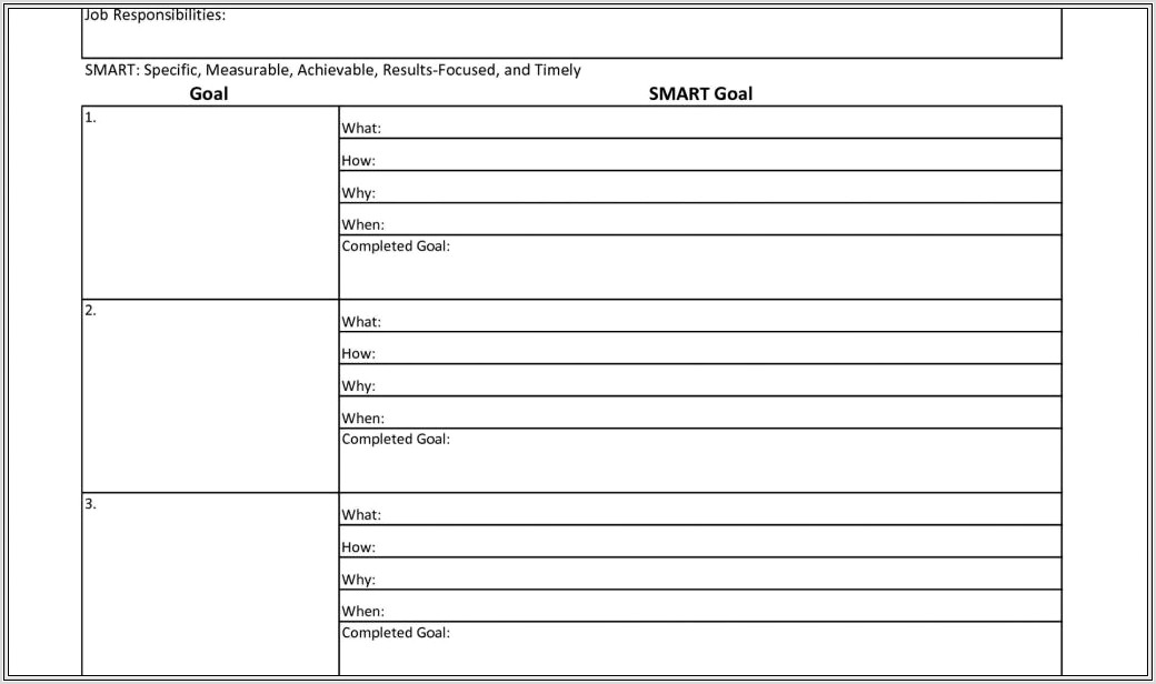 Goal Setting Worksheet Template Excel