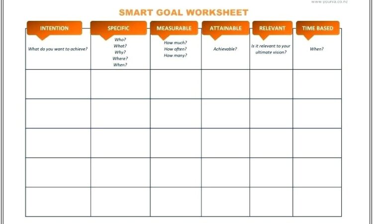 Goal Setting Worksheet Xls