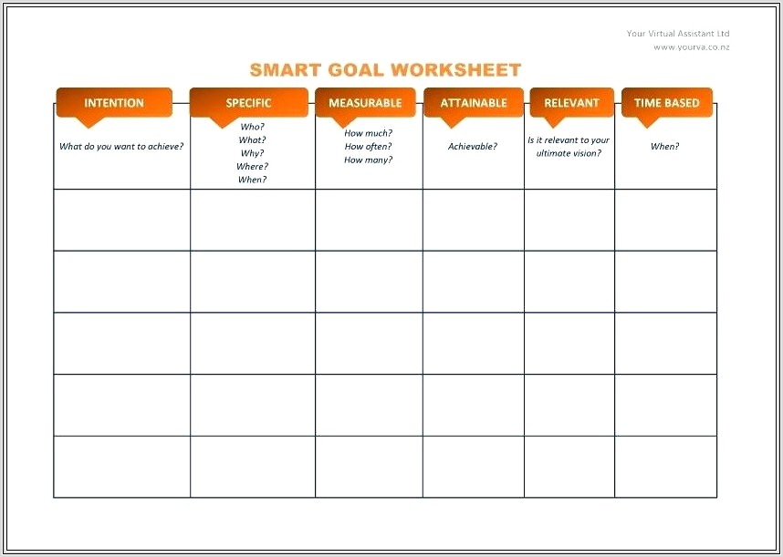 Goal Setting Worksheet Xls