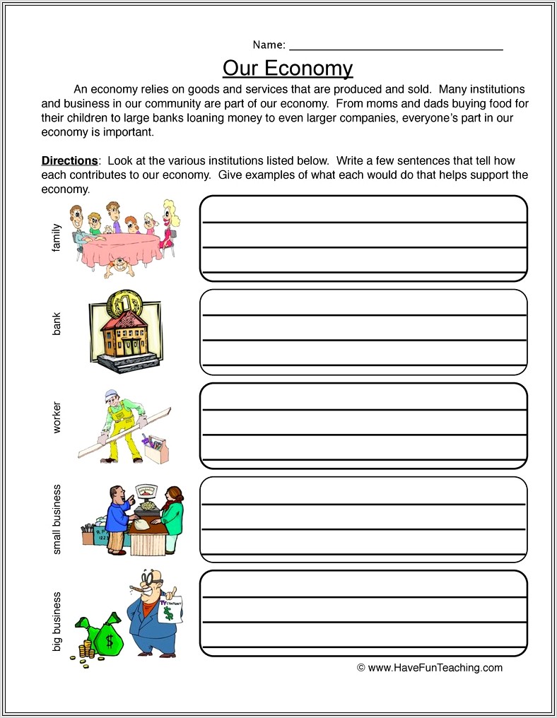 Goods And Services 2nd Grade Worksheet
