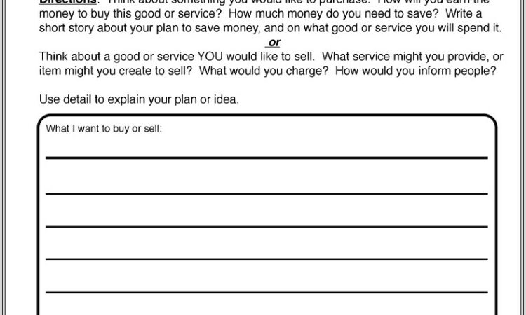 Goods And Services Worksheet Second Grade