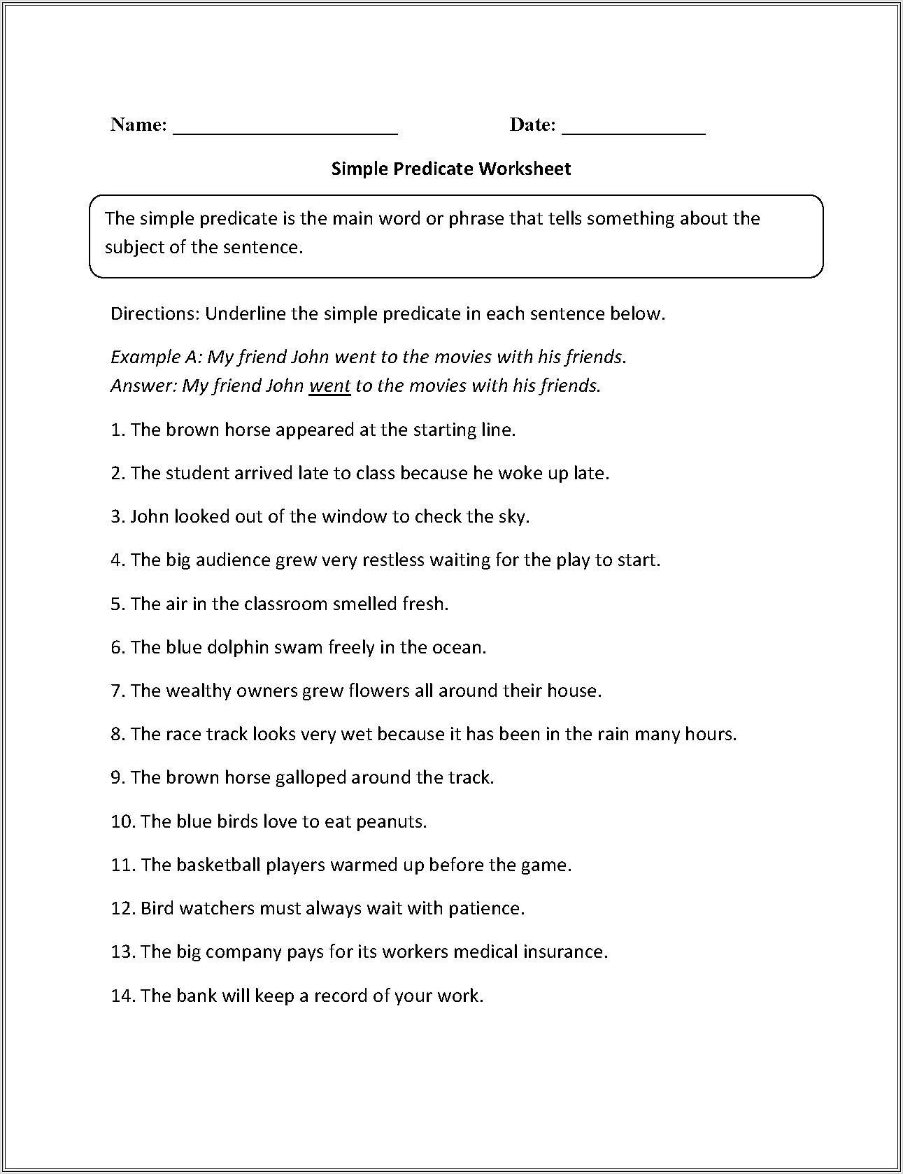 Grade 1 English Worksheet Free