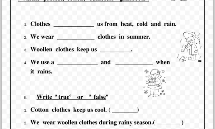 Grade 1 Worksheet Evs