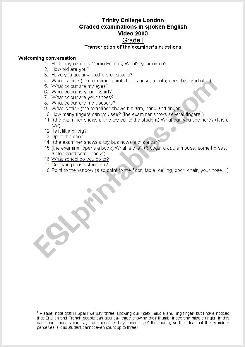 Grade 1 Worksheet In English