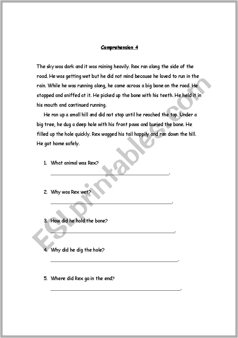 Grade 2 English Worksheets Comprehension