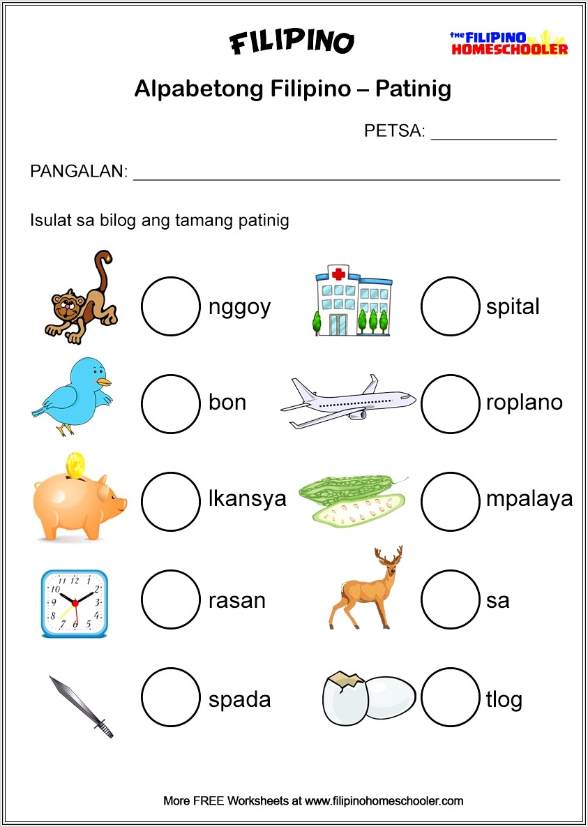 Grade 2 Filipino Worksheet