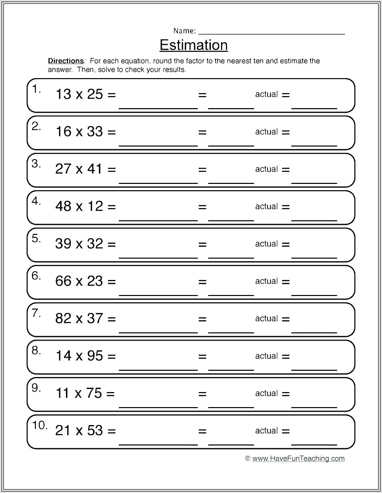 Grade 2 Math Estimation Worksheets