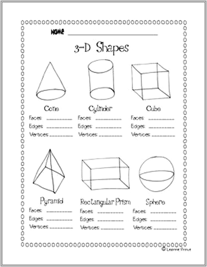 Grade 2 Math Worksheets 3d Shapes