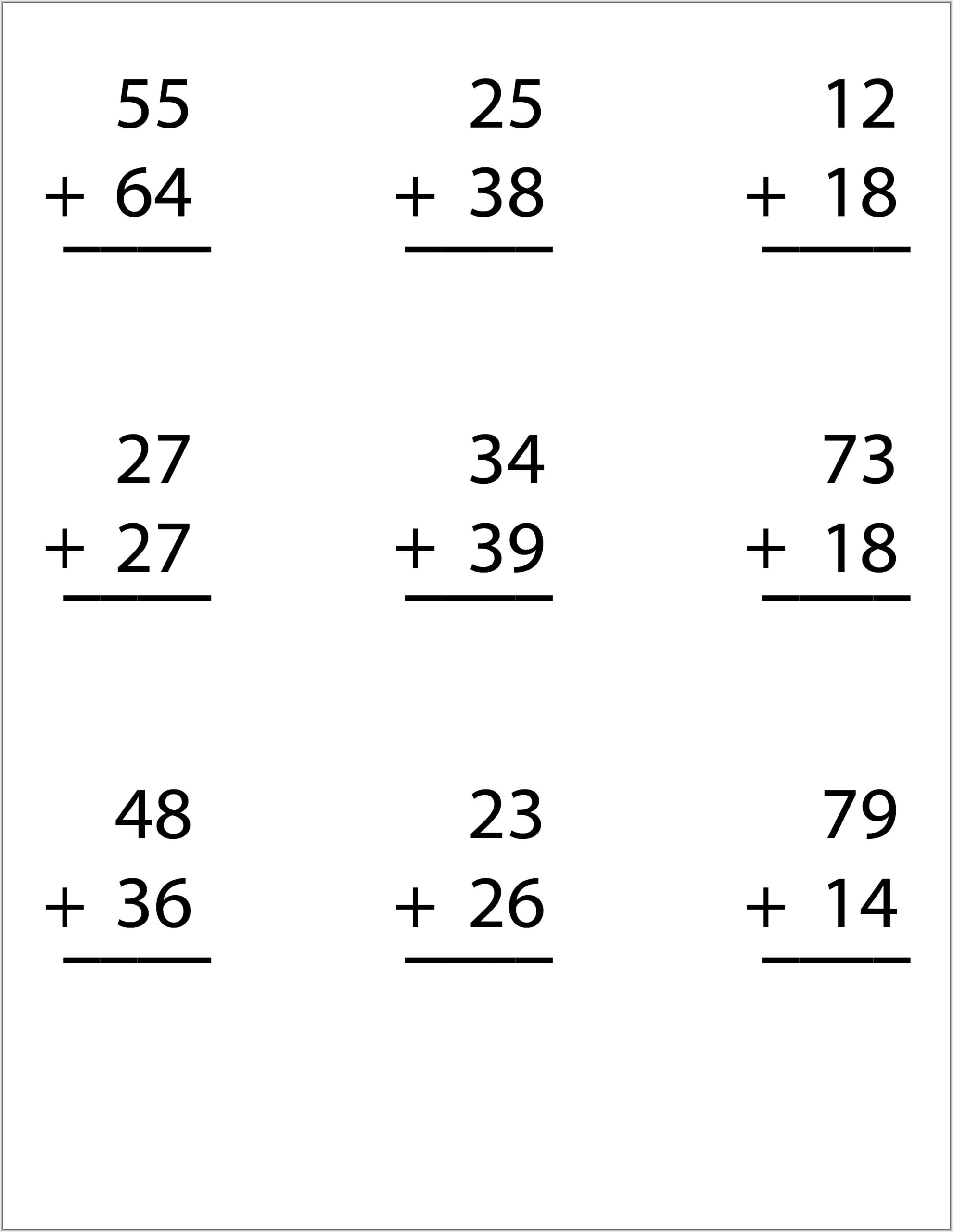 Grade 2 Math Worksheets Addition Regrouping