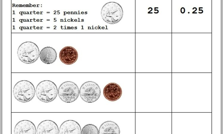 Grade 2 Math Worksheets Coins