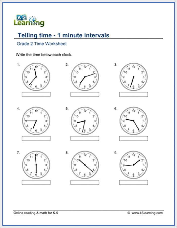 Grade 2 Math Worksheets On Time