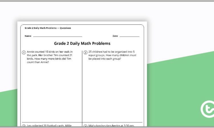 Grade 2 Math Worksheets Word Problems