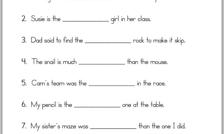 Grade 3 English Worksheets Adjectives