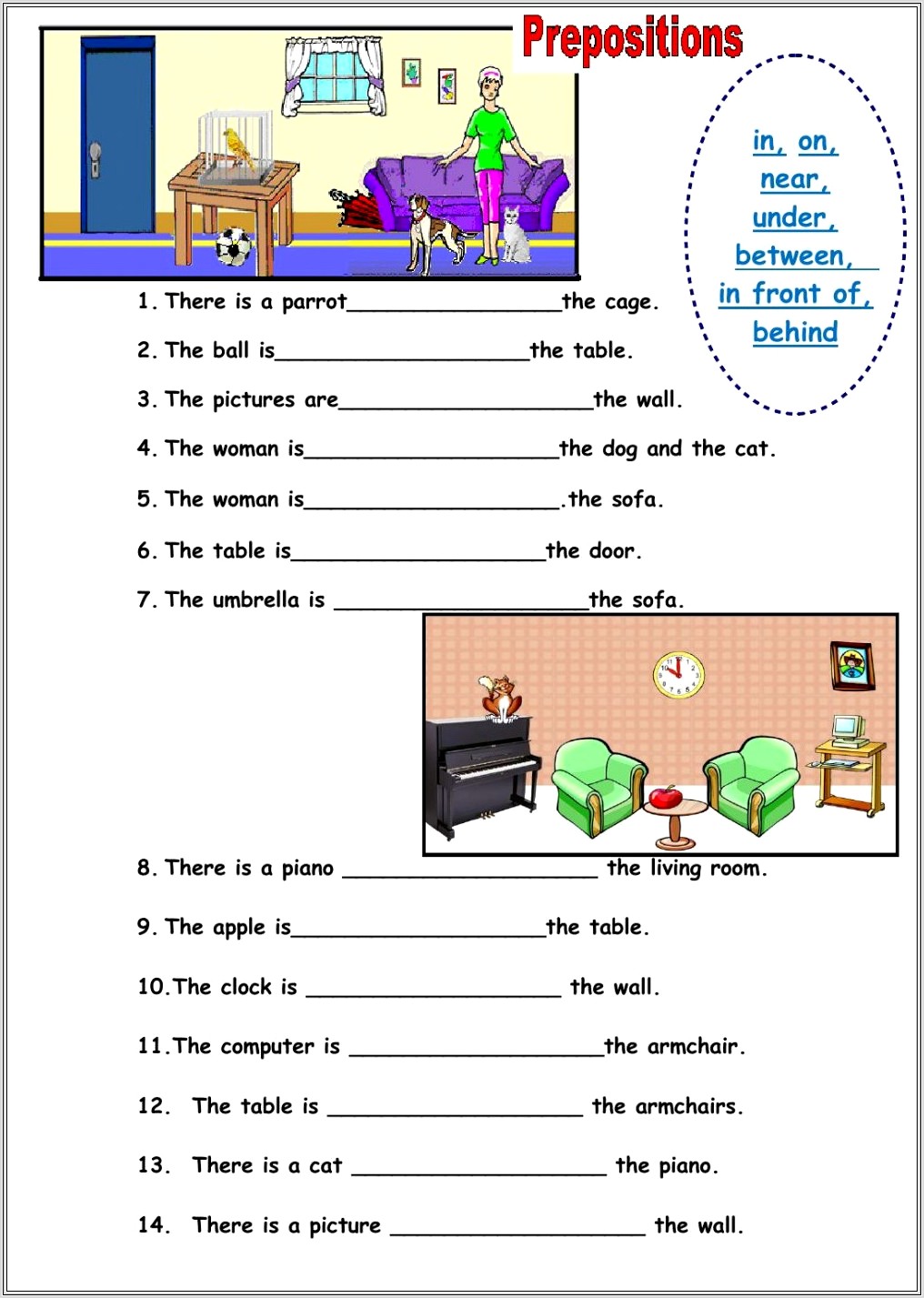 Grade 3 English Worksheets On Prepositions