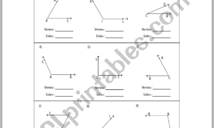 Grade 4 Angles Worksheet