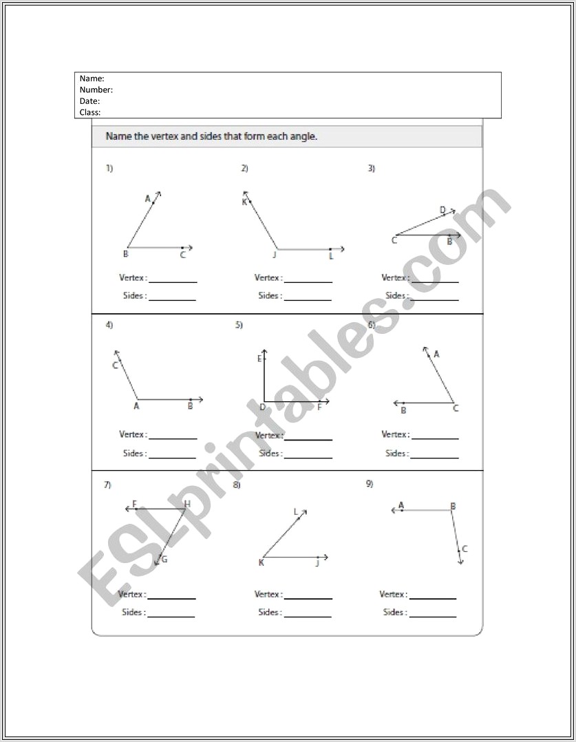 Grade 4 Angles Worksheet
