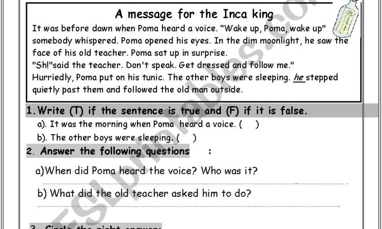 Grade 4 English Worksheet