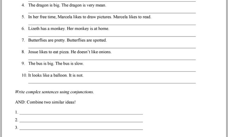 Grade 4 English Worksheets Conjunctions