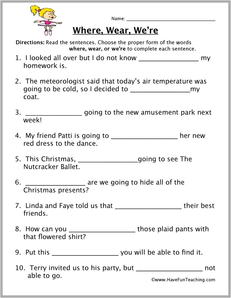 Grade 5 English Homophones Worksheets