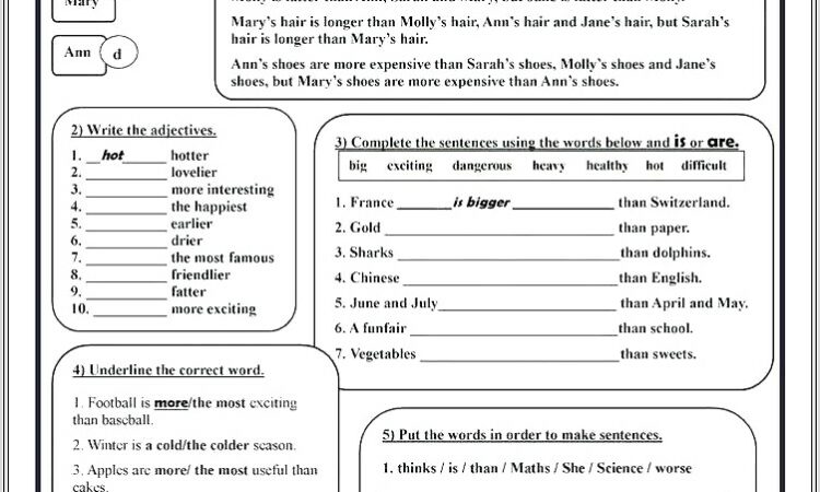 Grade 5 English Revision Worksheets