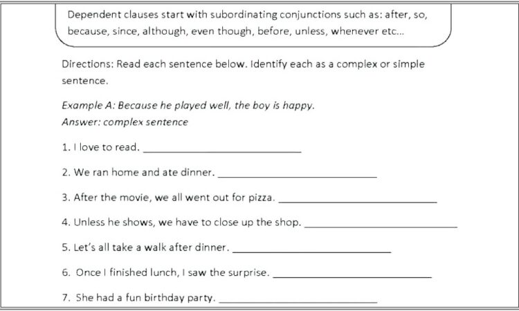 Grade 7 Language Worksheet