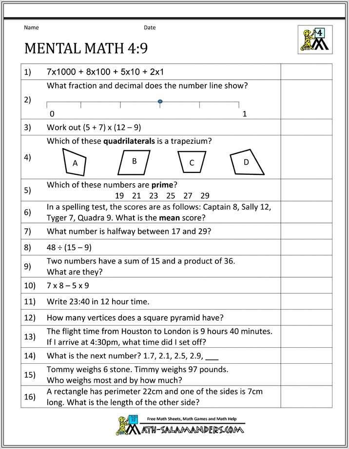 Grade 9 Math Worksheets Number System