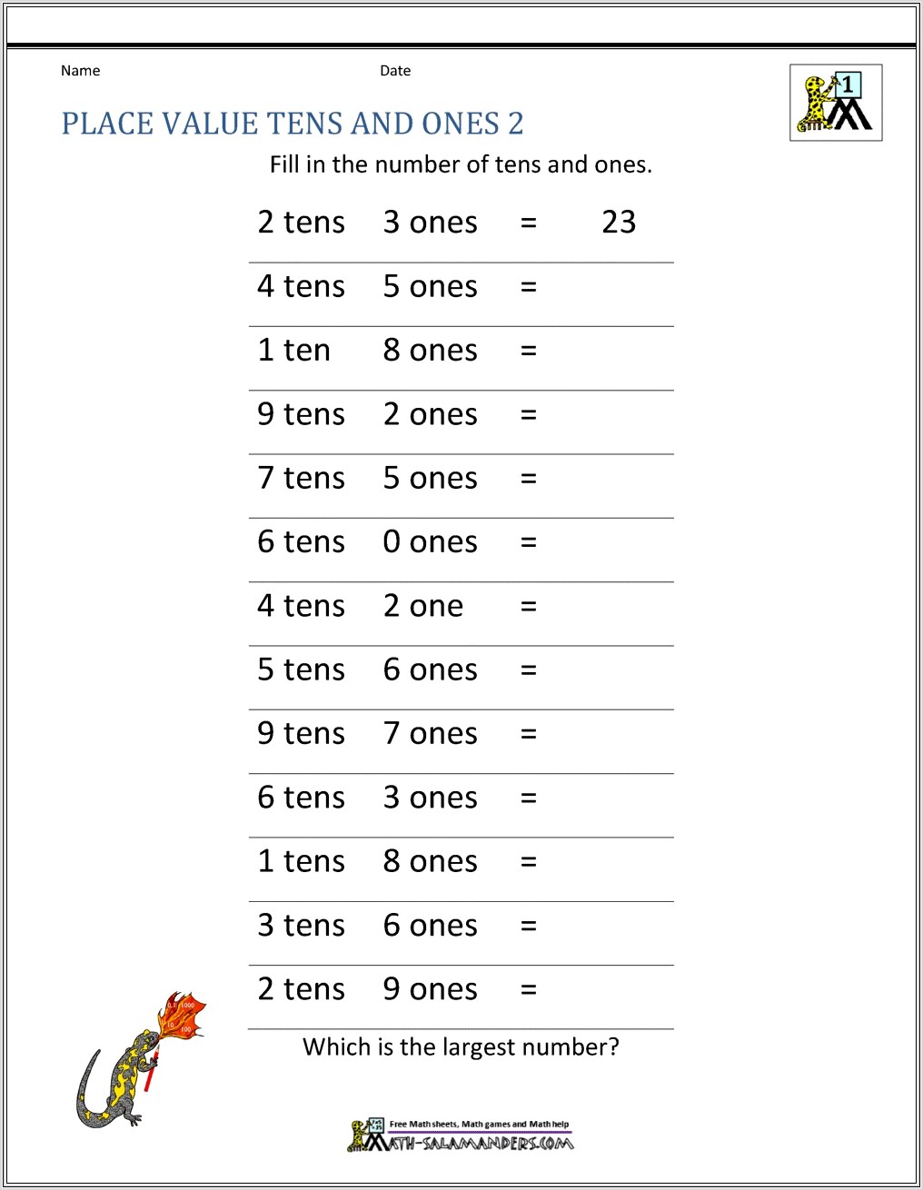 Grade One Worksheet English