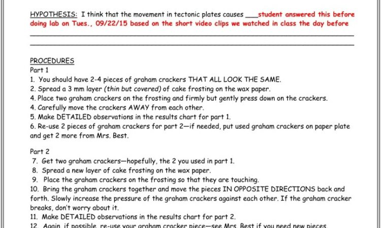 Graham Cracker Plate Tectonics Lab Worksheet