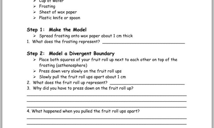 Graham Cracker Plate Tectonics Worksheet