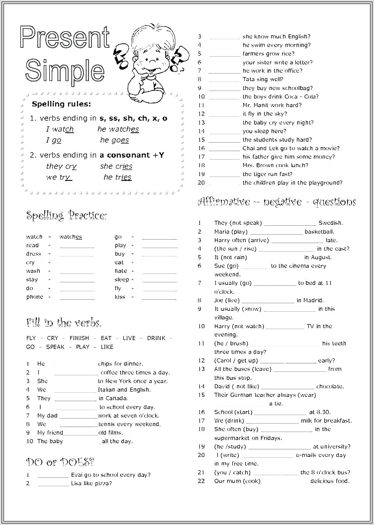 Grammar Worksheets For Grade 5 Tenses