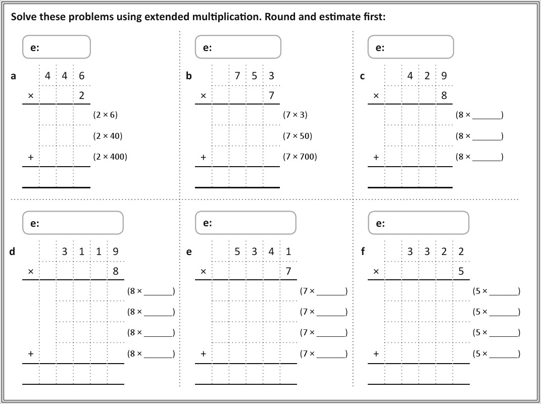 Grid Multiplication Worksheets Htu X U