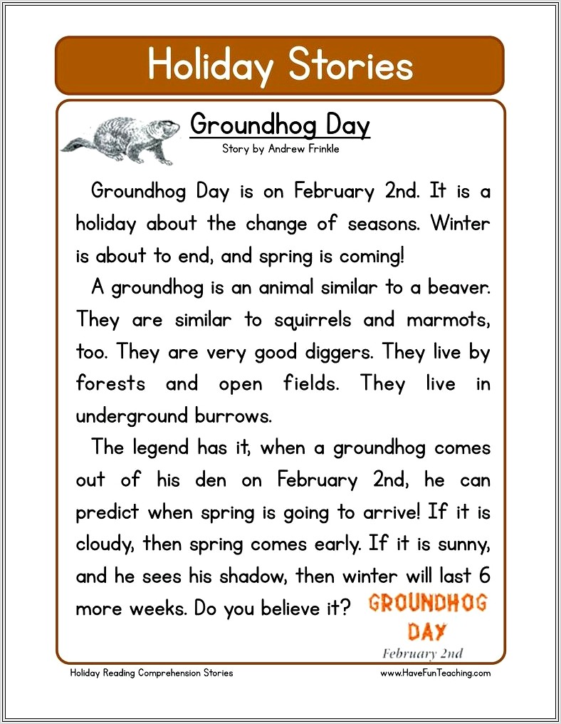 Groundhog Day Worksheet 3rd Grade
