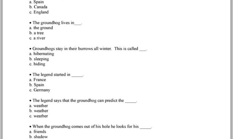 Groundhog Day Worksheets Free