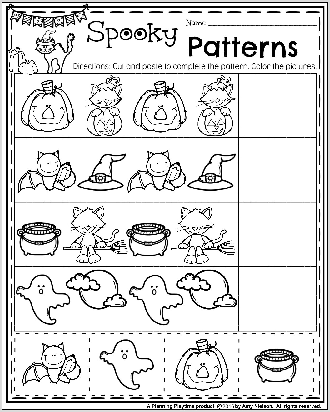 Halloween Pattern Math Worksheets